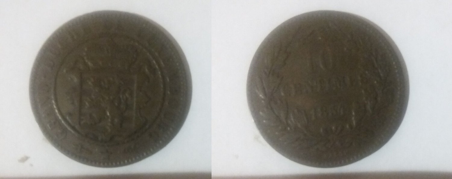 1854 Luxembourg Large 10 Cent