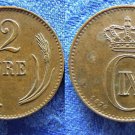 1874 Denmark 2 Ore-Dolphin/Wheat- Nice