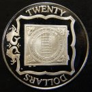 1985 British Virgin Is.Large Silver Proof $20-Pirates Treasure-Ivory Sundial