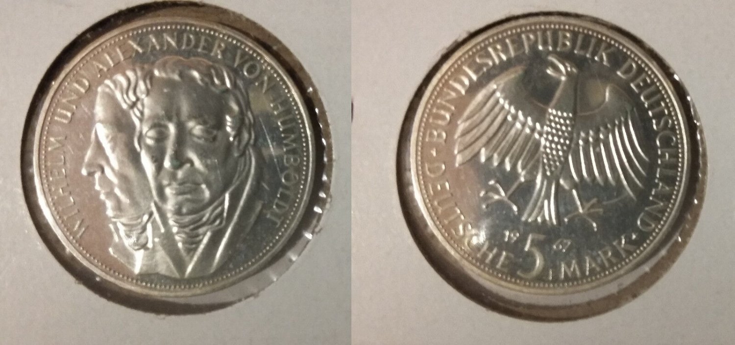 1967 Germany Proof Silver 5 Marks  Humboldt brothers