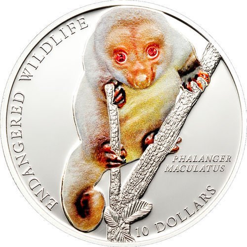 2010 Solomon Is Large Color silver Proof  $10 Spotted Cuscus