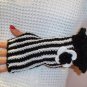 Knitted Black,white mittens for precious ladies.OOAK