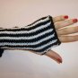 Knitted Black,white mittens for precious ladies.OOAK