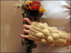 Beige mohair fingerles gloves for precious ladies.OOAK