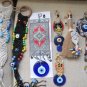 Macreme evil eye with hand painted copper plate..Door-wall hanger.