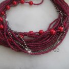 Chunky layered/Wedding/fuchsia bead/ glass red pearl necklace Chunky layered/Wedding/fuchsia bead/ glass red pearl necklace