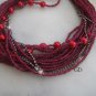 Chunky layered/Wedding/fuchsia bead/ glass red pearl necklace