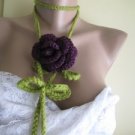 Crocheted Purple flowers lariat