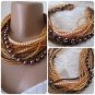 Chunky layered Wedding citrine seed bead, brown glass pearl necklace