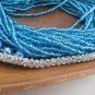 Wedding glass blue pearl,seed bead,necklace.Handmade,chunky layered ,rhinestone