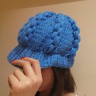 Crocheted blue hat,beanie,cap.beret