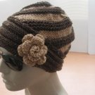 Knitted brown hat,beanie,spiral
