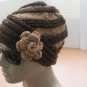 Knitted brown hat,beanie,spiral