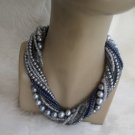Bold Bridal Wedding ,Handmade,chunky layered black pearl necklace,ivory seed b Bold Bridal Wedding ,Handmade,chunky layered black pearl necklace,ivory seed b