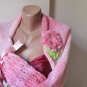 Knitted Wedding shrug. pink ,crochet flower.Ready to ship.Handmade.OOAK.s