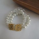 Wedding Ivory Glass Pearl , 2 strands gold plated closure.