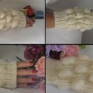 Knitted ivory mohair  fingerless mittens,gloves,arm warmer.