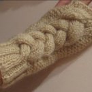 Beige  braid mohair fingerless gloves.