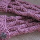 Knitted pink fingerless mittens, gloves, arm warmer.