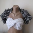 Knitted shrug.black-white. .Ready to ship.Handmade.