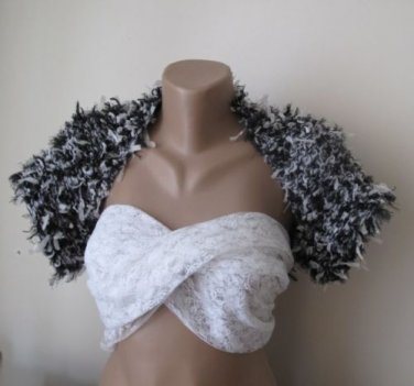 Knitted shrug.black-white. .Ready to ship.Handmade.