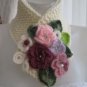 Knitted wool ivory neckwarmer,neckwrap,scarf,colored flowers