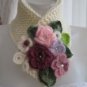 Knitted wool ivory neckwarmer,neckwrap,scarf,colored flowers