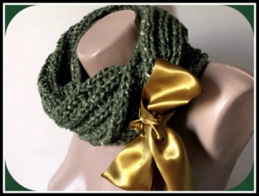 Knitted  green neckwarmer,neckwrap,scarf,