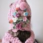 Pink wool knitted hat, knit beanie, beret, crochet neckwarmer