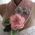 Knitted  rose color neckwarmer,neckwrap,scarf,