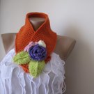 Knitted orange neckwarmer,neck wrap,scarf
