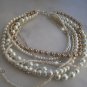 Wedding ivory-caramel glass pearl, ivory seed bead necklace. Bold Bridal,Handmade,chunky layered