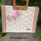Beige felt Tote bag, Bridesmaids Tote bag, Felt- Lace Tote Bag, Bride Tote Bag,