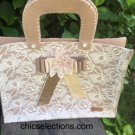 Felt- Lace Tote Bag, Bride felt Tote Bag, Bridesmaids Tote bag, Beige felt Tote bag,