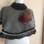 Felt flowers, fabric poncho..Ready to ship.