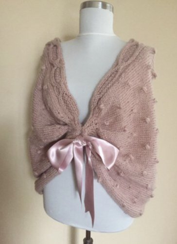 Pink Knit shawl, Vintage bolero, bridal Wrap, Schal stricken, tricot ch&Atilde;&cent;le