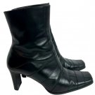 Roberto Vianni Black Genuine Leather Square Toe Sculpted Heel Boots Size 8M