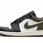 Air Jordan 1 Low "Black Toe Medium Olive" 553558 092