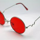 Red Round Sun Glasses Trigun Vampire Cosplay Silver Frames Steam Punk Hippie