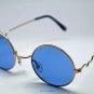 Blue Round Sun Glasses Trigun Vampire Cosplay Gold Frames Steam Punk Hippie