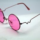 Pink Round Sun Glasses Trigun Vampire Cosplay Pink Frames Steam Punk Hippie