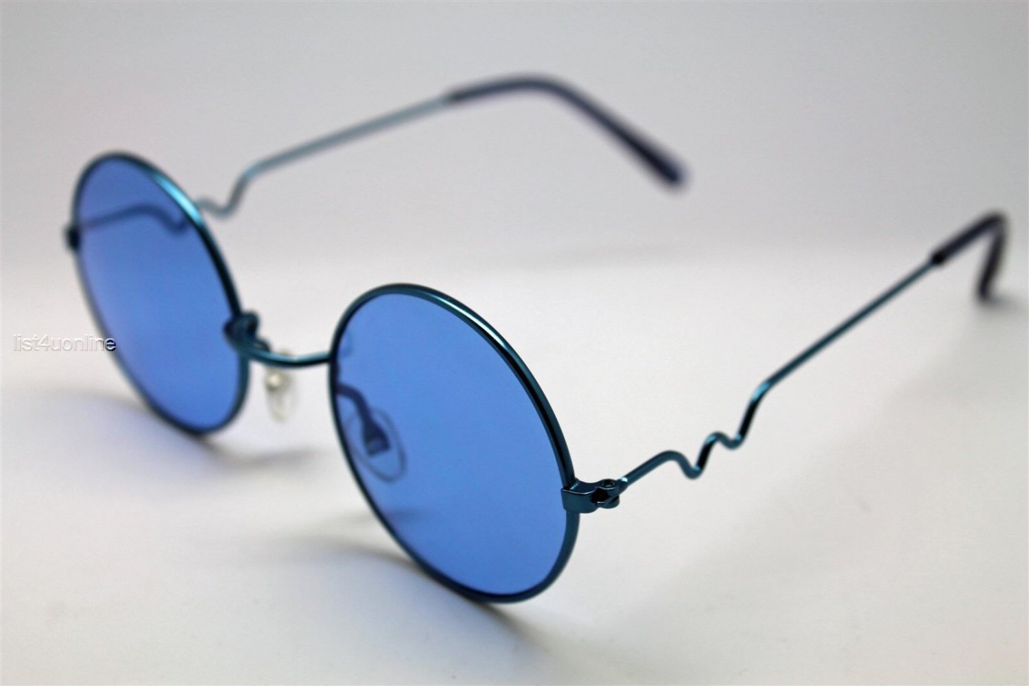 Blue Round Sun Glasses Trigun Vampire Cosplay Blue Frames Steam Punk Hippie