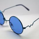 Blue Round Sun Glasses Trigun Vampire Cosplay Blue Frames Steam Punk Hippie