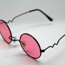 Pink Round Sun Glasses Trigun Vampire Cosplay Black Frames Steam Punk Hippie