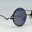 Blue Mirror Round Sun Glasses Trigun Vampire Cosplay Black Frames Steam Punk Hippie