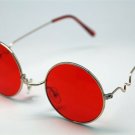 Red Round Sun Glasses Trigun Vampire Cosplay Gold Frames Steam Punk Hippie