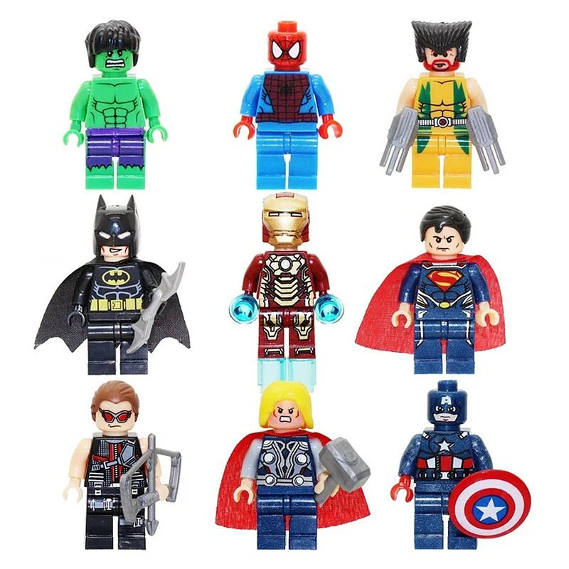 9pcs Marvel Avenger Super Heroes Minifigures Custom Brick Toy Set