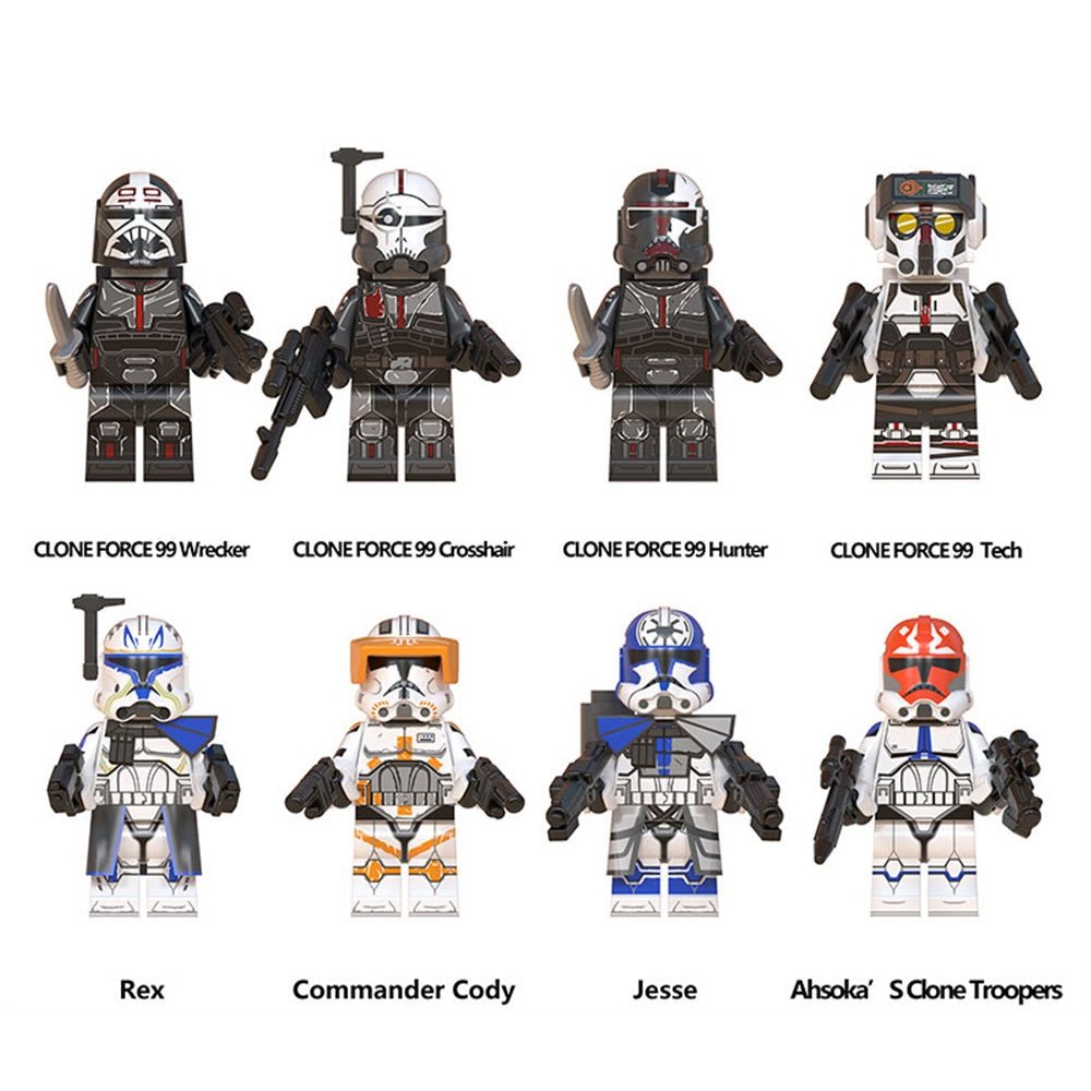 8Pcs Star Wars Clone Force 99 Minifigures Custom Brick Toy Set