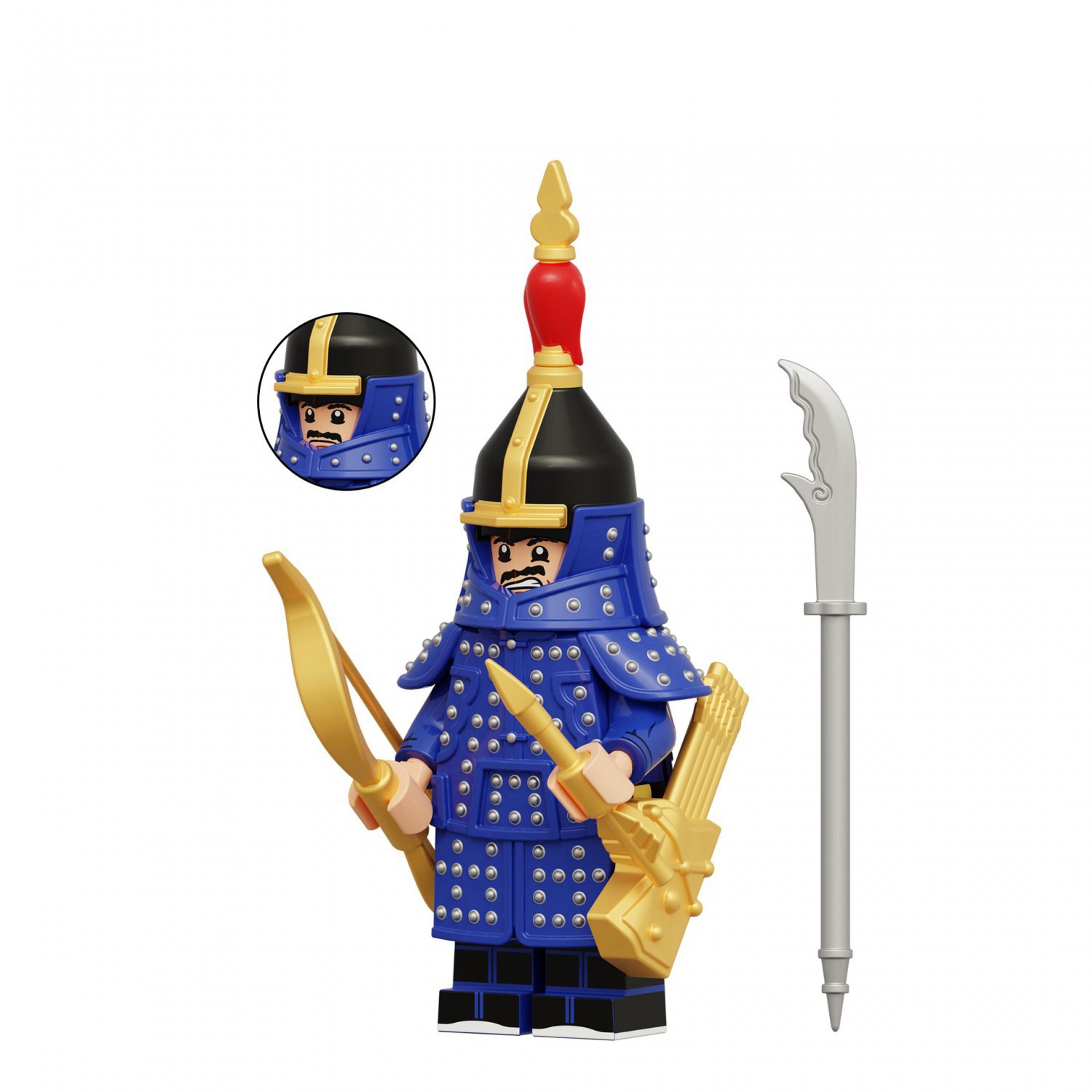 Plain Blue Banner China Qing Dynasty Minifigures Block Toys