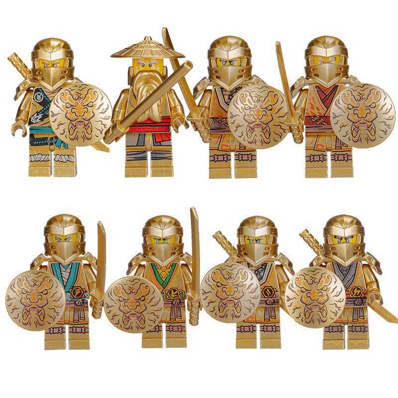 Gold Tiger Head Shield Ninjago 2023 Set Minifigures Block Toys